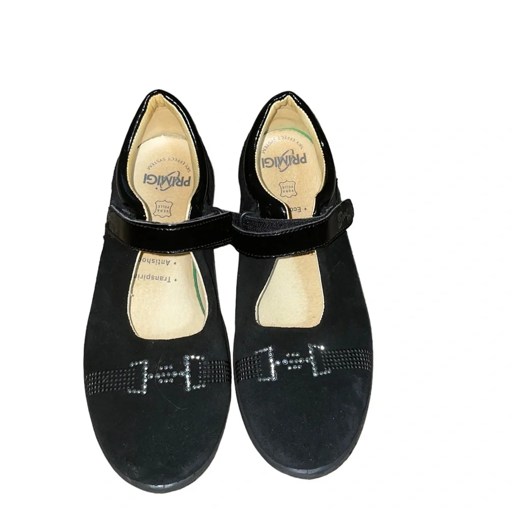 Primigi Girls Black Dressy shoes Sparkling gem details size 1 Suede
